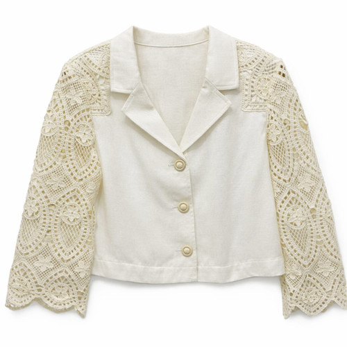 IVORY BLAZER LACE SLEEVES