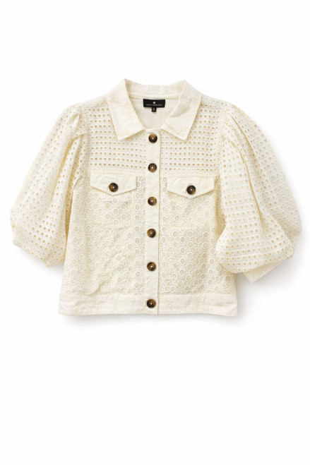 IVORY LACE PUFF SLEEVE JACKET