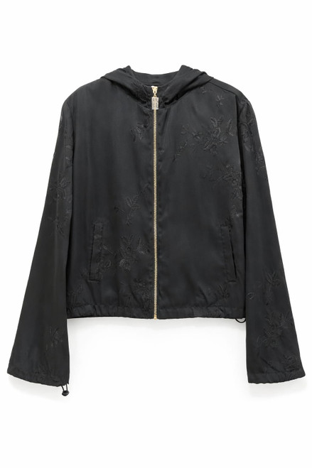 BLACK JACKET WITH FLORAL EMBROIDERY