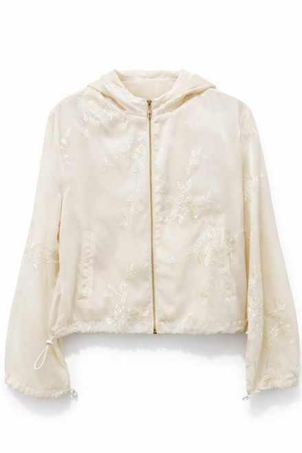 IVORY JACKET WITH FLORAL EMBROIDERY