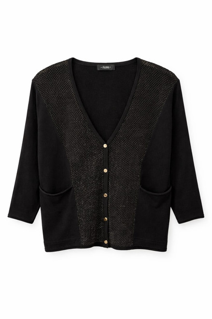 BLACK CARDI WITH GOLD STONES