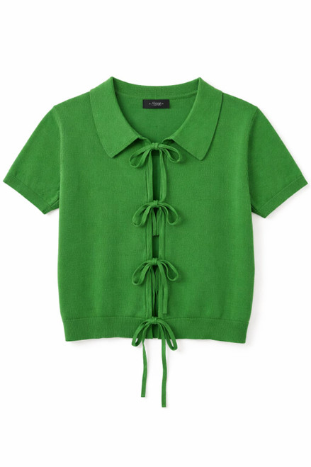 GREEN KNIT VEST WITH FRONT TIES