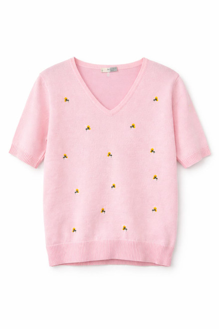 PINK PULLOVER WITH EMBROIDERY