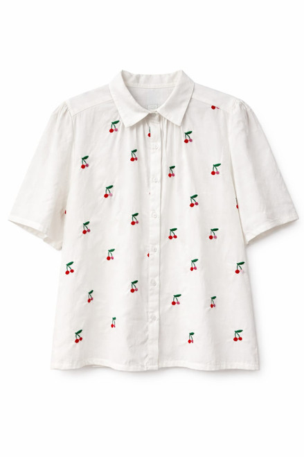 WHITE SHIRT WITH CHERRY EMBROIDERY