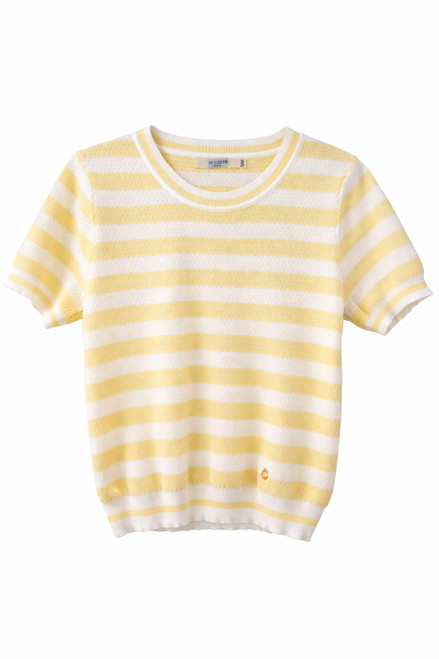 YELLOW TEXTERED STRIPED PULLOVER