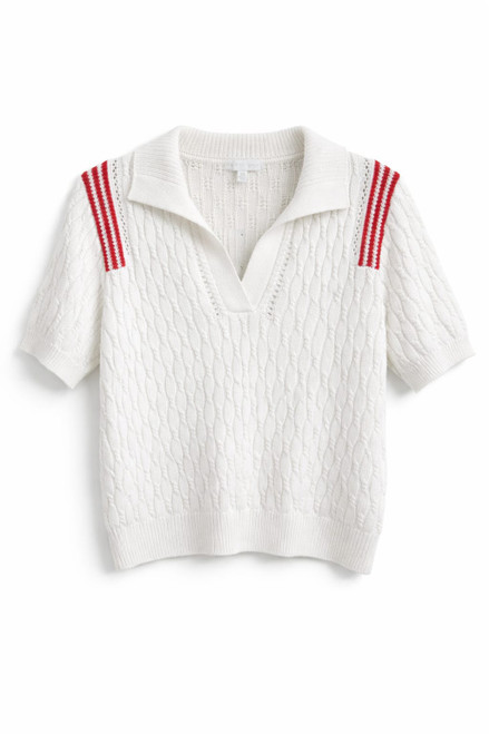 WHITE PULLOVER WITH SHOULDER STRIPES