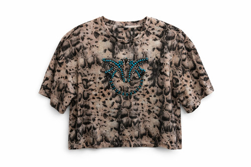 BROWN LEOPARD T-SHIRT WITH LOGO