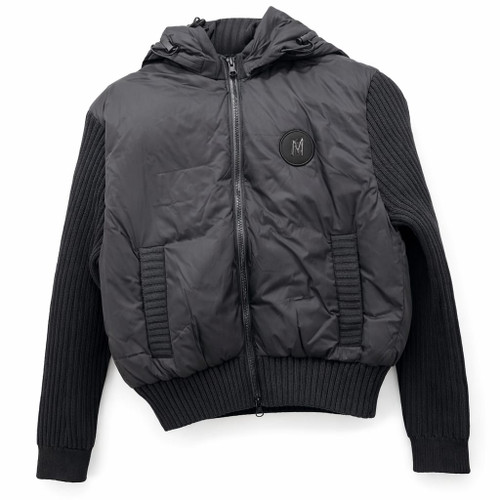 BLACK JACKET WITH RIBBED SLEEVES