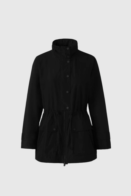 BLACK RAIN JACKET WITH RUBBER WAIST