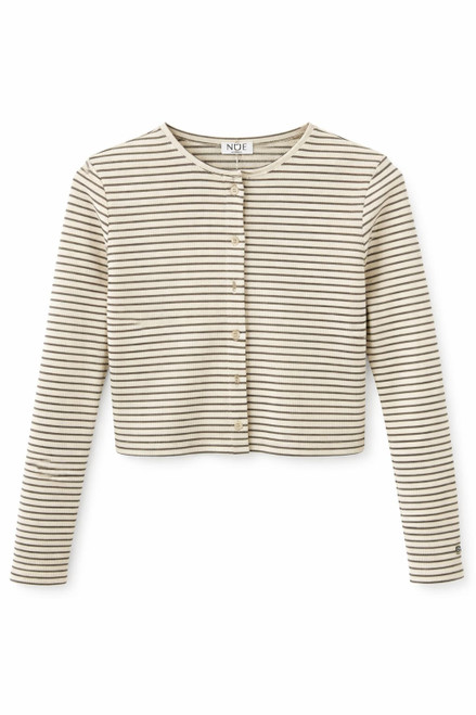 IVORY AND TAUPE RIBBED CARDI