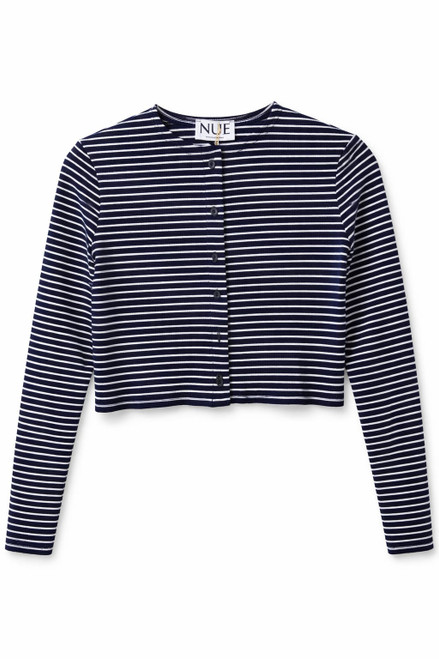 NAVY STRIPED CARDI