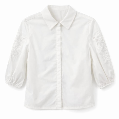 IVORY BLOUSE WITH DESIGN SLEEVES