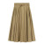 BEIGE COTTON SIDE PLEAT BELTED SKIRT 34"