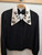 BLACK CREPE BLOUSE WITH WHITE COLLAR