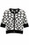BLACK AND WHITE PRINT CARDI WITH HEART BUTTONS