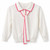 IVORY KNIT PULLOVER PINK TRIM AND TIE