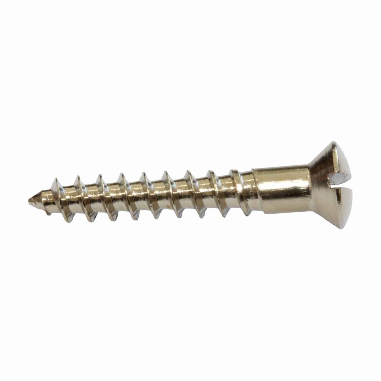 8G x 1 1/4" Raised Slot Wood Screw Brass/Nickel Plated
