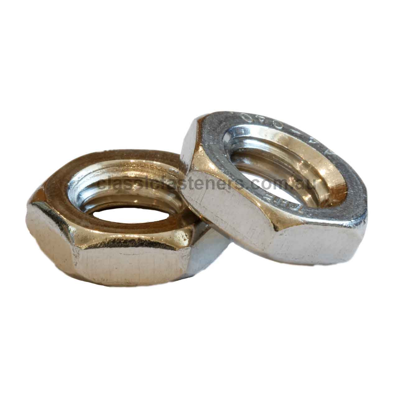 M10 (1.25) 14mm AF Half Nut (Lock Nut) Stainless