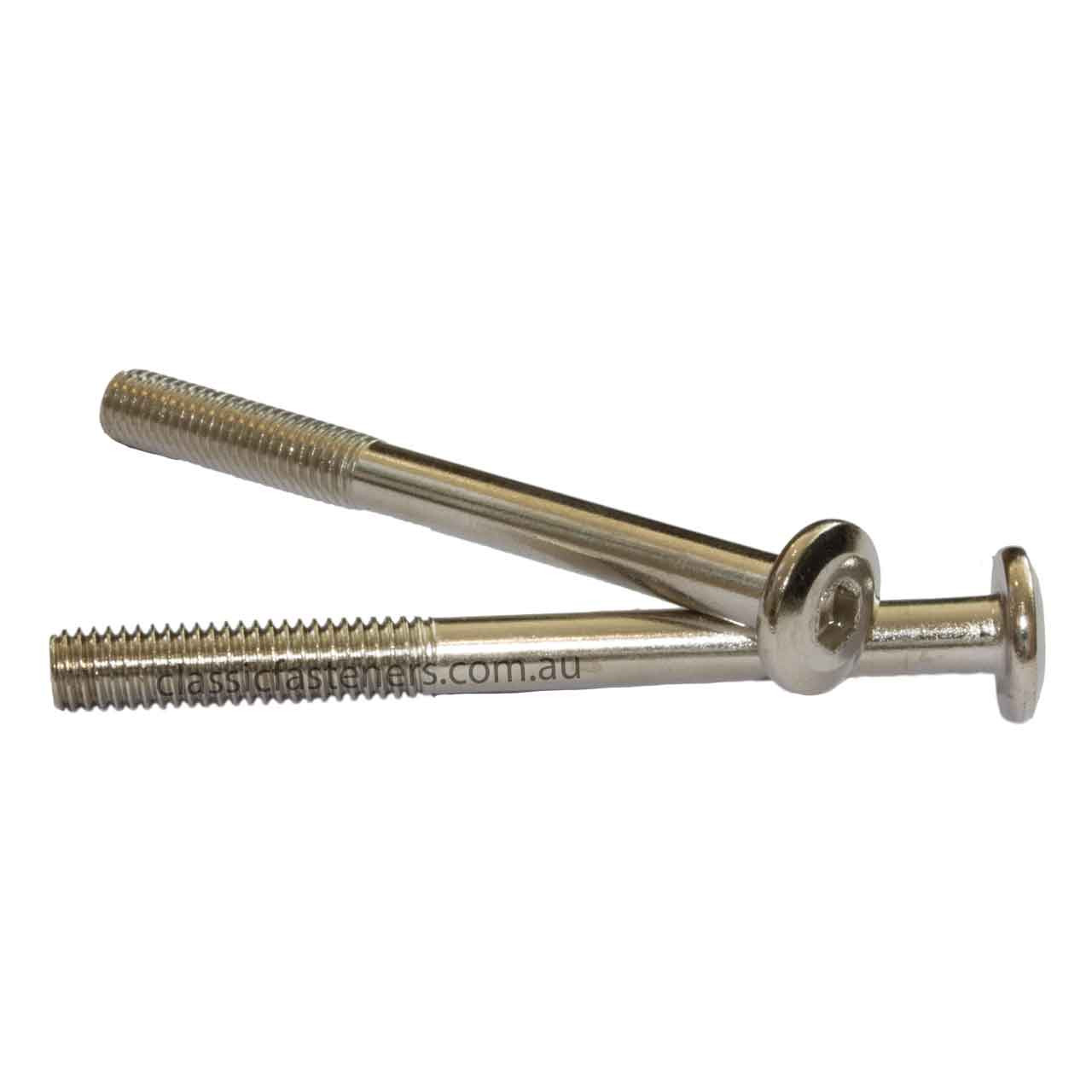 M6 x 80mm Furniture Connector Bolt Nickel Plated