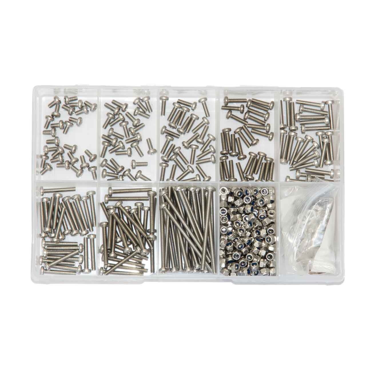 M3 Pan Machine Screw Nut & Washer Kit Stainless 316 - 600 Pieces