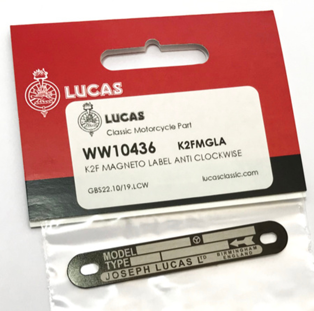 Lucas K2F Black Magneto label (Anti Clockwise) K2FMGLA 