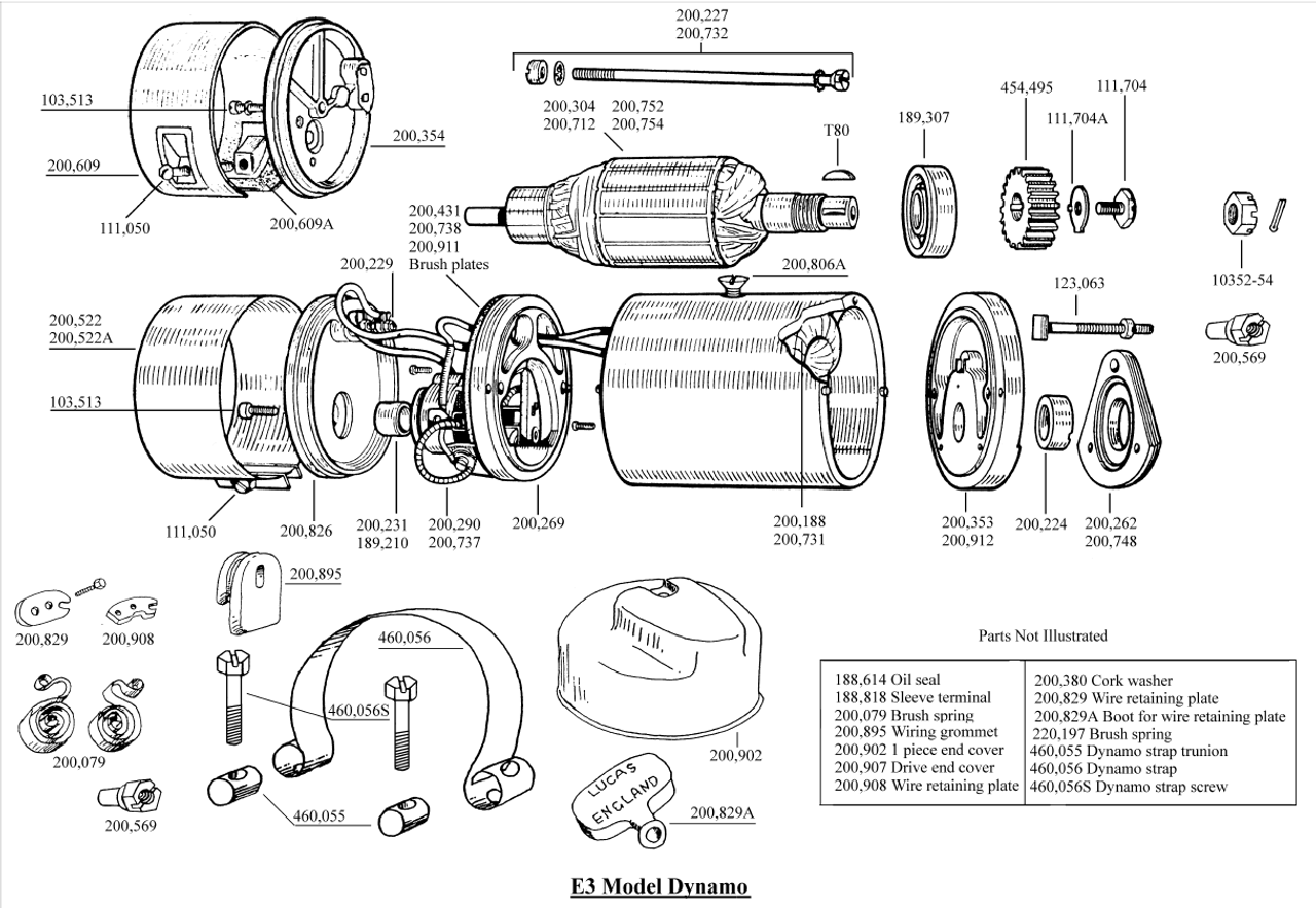 Lucas Replica Dynamo fixing stud and nut (123063)