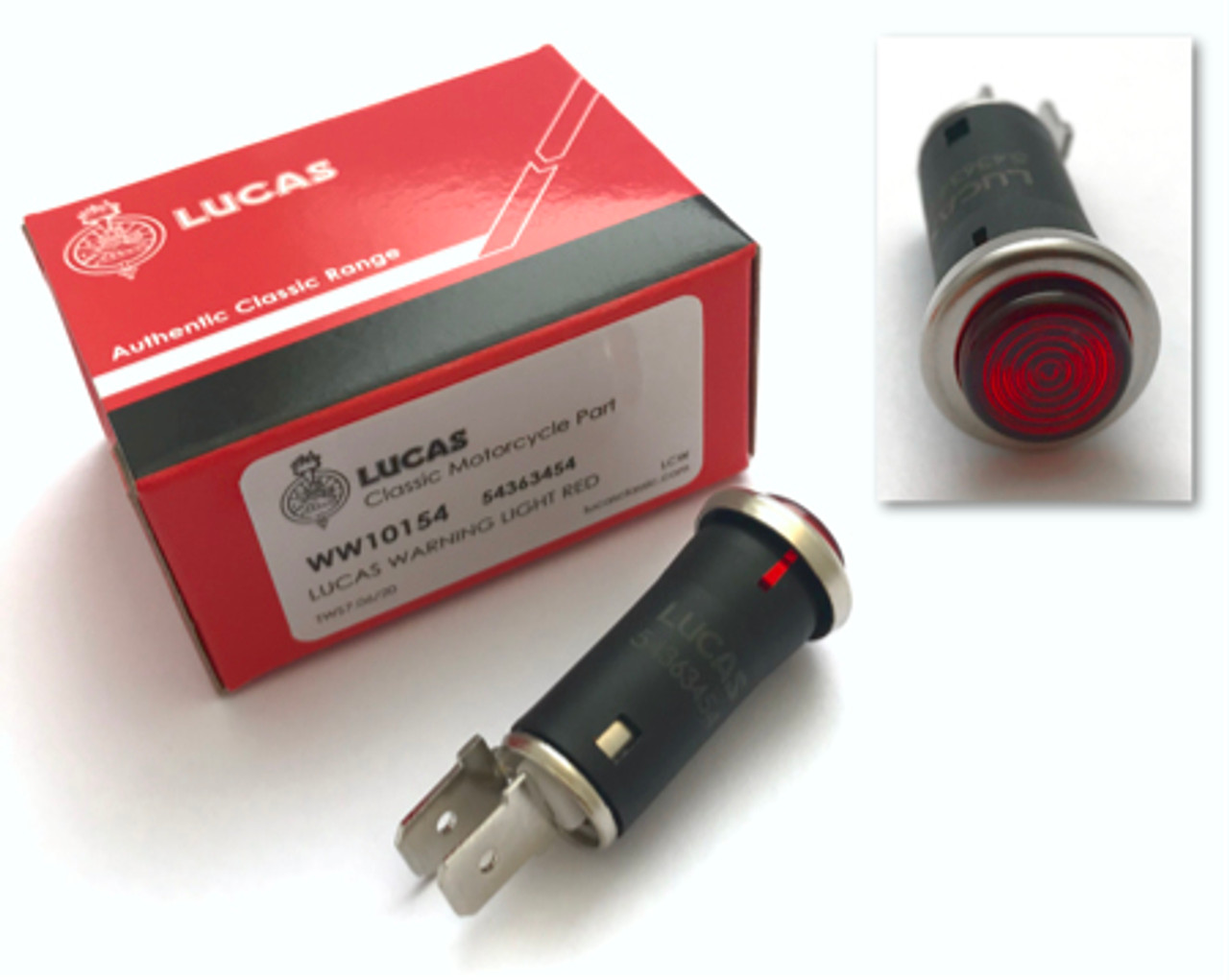 Genuine Lucas Headlamp warning light, Red Round Type (54363454) 