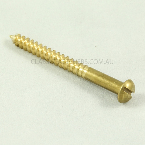 12G x 1 1/2 Slot Round HD Brass Wood Screw