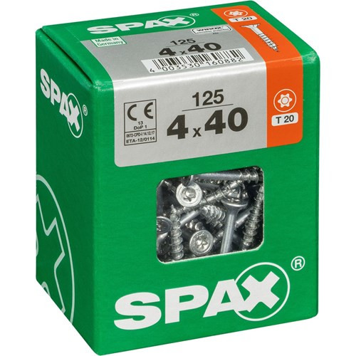 SPAX Countersunk 4 x 40mm WIROX Qty 125 - Partial Thread