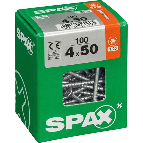 SPAX Countersunk 4 x 50mm WIROX Qty 100 - Partial Thread
