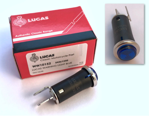Genuine Lucas Headlamp warning light, Blue Round Type (54361250) 