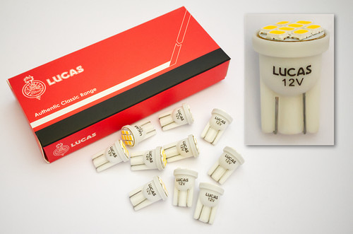 Lucas 12V LED T10 Wedge (Capless) Instrument Bulbs