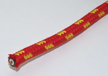 Spark Plug Ignition Lead - Cloth Braided HT Cable - Red/Yellow