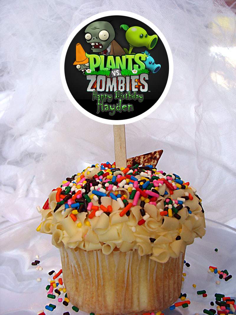Plants Vs Zombies Personalized Cupcake Toppers