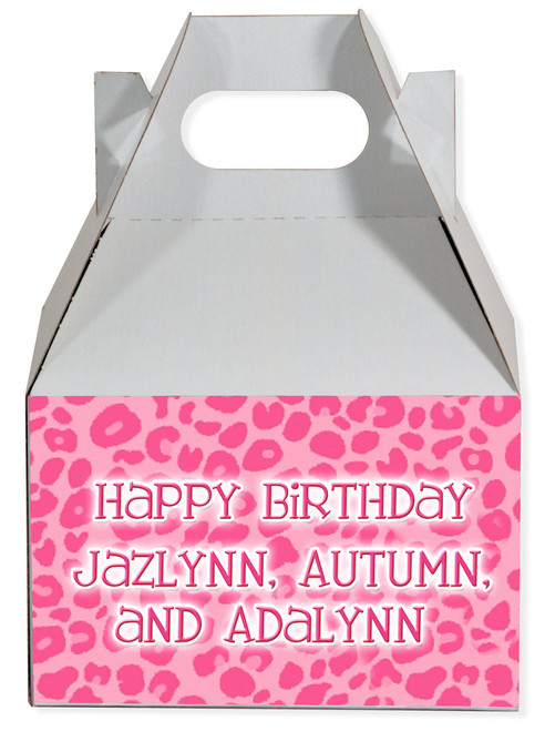 Pink leopard party favor box