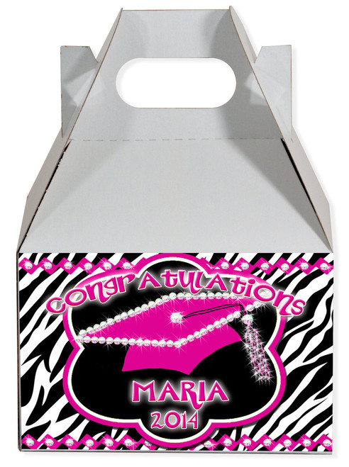 Pink and Black Zebra Graduation gable box
