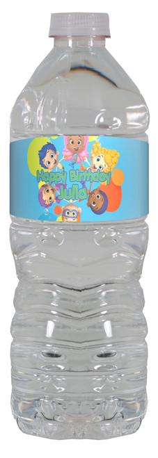 Bubble Guppies personalized water bottle labels
