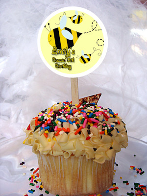 Bee Personalized Cupcake Toppers