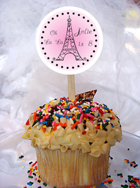 Eiffel Tower Personalized Cupcake Toppers Eiffel Tower Personalized Cupcake Toppers