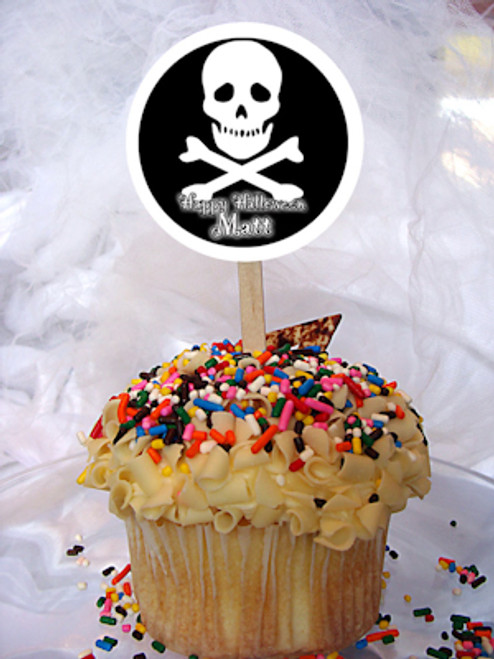 Skull Personalized Cupcake Toppers