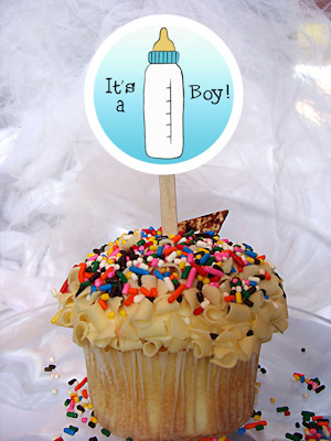 Baby Bottle Personalized Cupcake Toppers