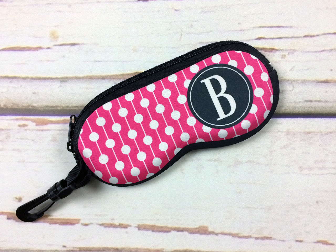 Monogram Sunglasses Case - Double Sided Soft Case with Clip & Zipper