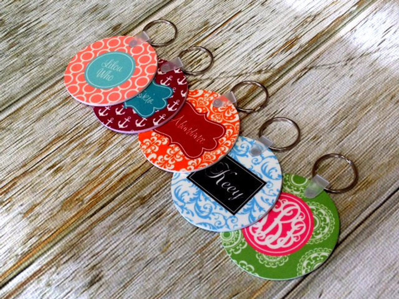 Monogrammed Circle Key Fob