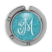 Heart Monogram Glitter Purse Hook Heart Monogram Glitter Purse Hook