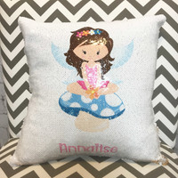Personalized Fairy Design Flip Sequin Pillow with Name