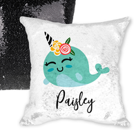 Narwal Design Flip Sequin Pillow Narwal Design Flip Sequin Pillow