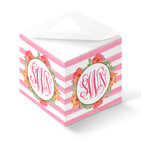 Floral Border Monogram Sticky Note Cube Floral Border Monogram Sticky Note Cube