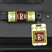 Argyle Pattern Personalized Luggage Set Argyle Pattern Personalized Luggage Set