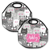 Cute Cat Collage Personalized Neoprene Lunch Bag