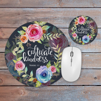Cultivate Kindness Round Mousepad & Coaster Gift Desk Set Cultivate Kindness Round Mousepad & Coaster Gift Desk Set